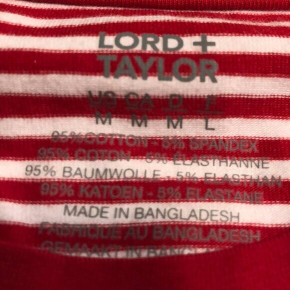Lord & Taylor Short Sleeve Crew Neck Stripped Casual T Shirt Red + White Sz M - Picture 5 of 5